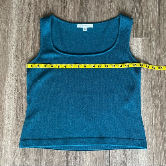St. John Collection Santana Knit Teal Blue Shell Tank Wool Rayon Silk Sleeveless - Picture 11 of 15